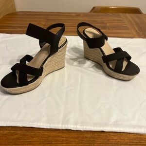 Black Wedge Sandals